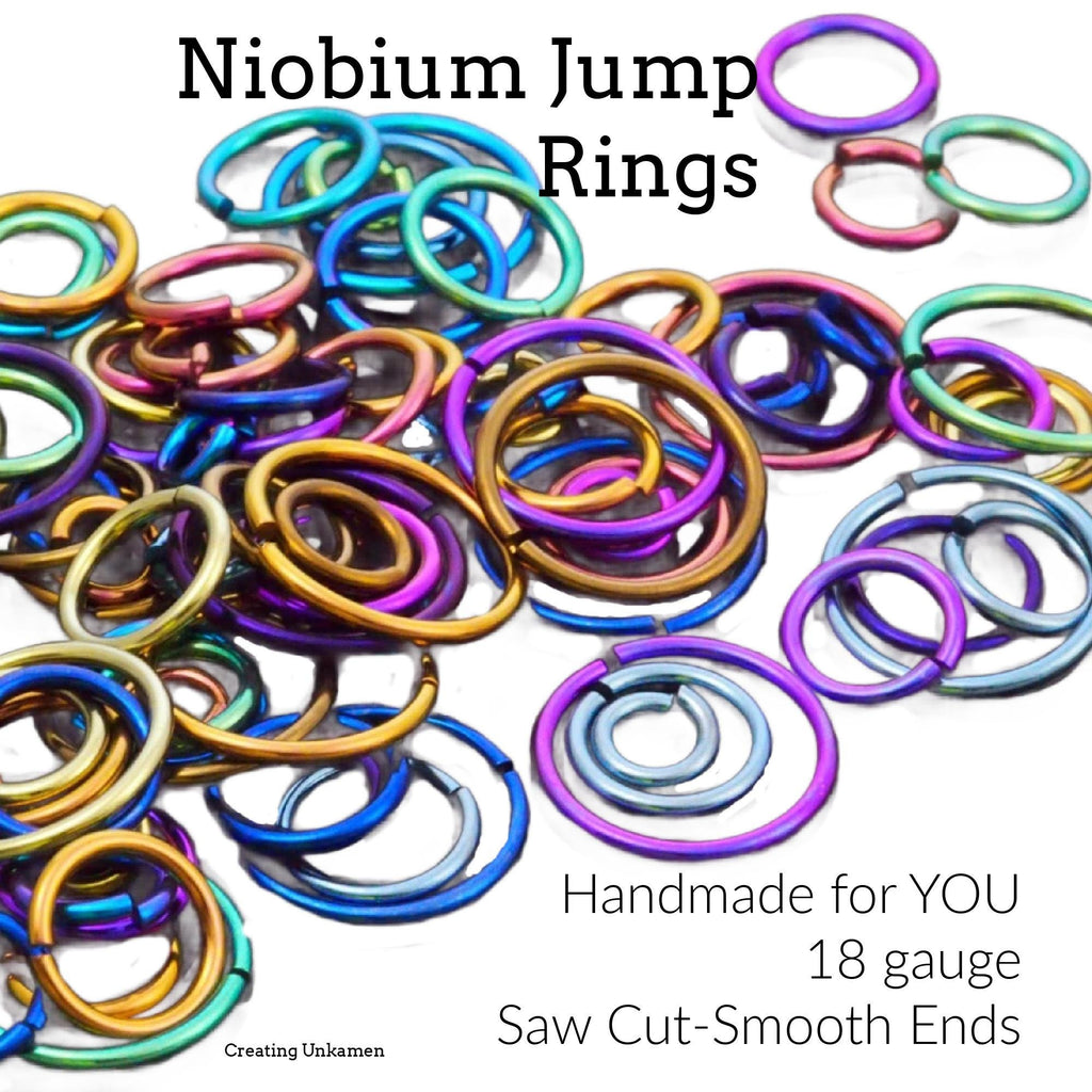 100 Anodized Niobium Jump Rings 18 gauge Handmade in Your Pick of Color and Diameter