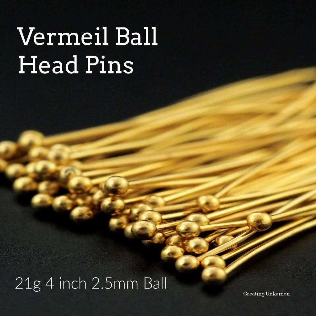 100 21 gauge Brass Ball Head Pins 1.5 inches - Raw or Antique Brass