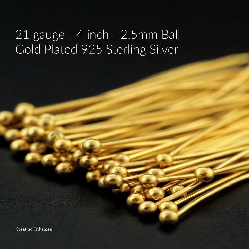 100 21 gauge Brass Ball Head Pins 1.5 inches - Raw or Antique Brass