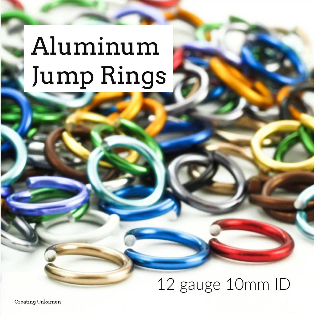 100 Jump Rings Anodized Aluminum 12 gauge 10mm ID - 14mm OD - 3/8"