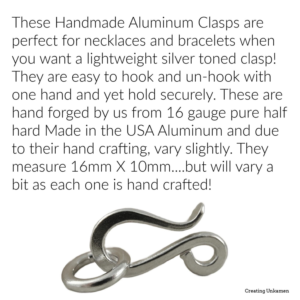 1 Hand Forged Aluminum Clasp 16mm X 10mm - Jump Ring Included