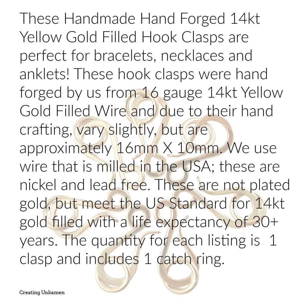 Clasp Hand Forged 14kt Yellow Gold Filled Hook Style With Jump Ring Quantity 1 - 16mm X 10mm