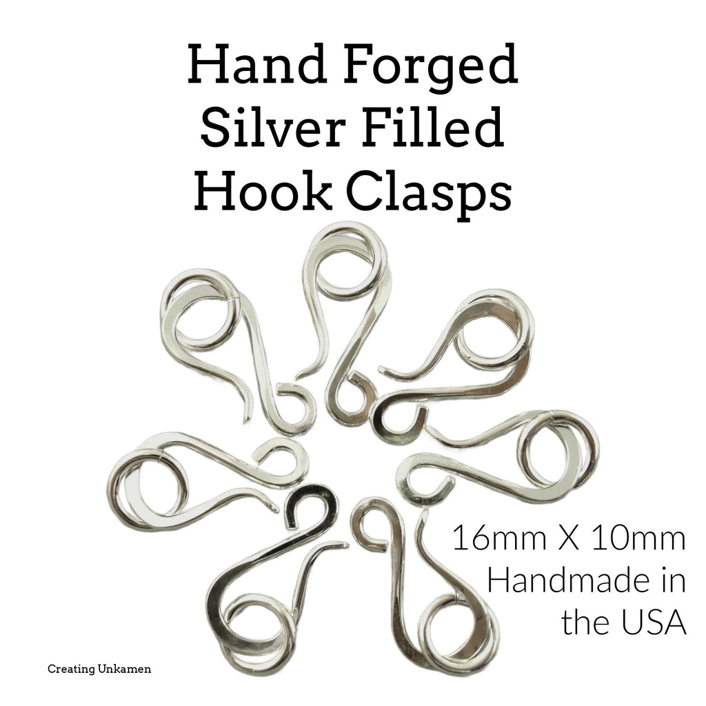 1 Hook Clasp With Jump Ring Silver Filled Hand Forged - 16mm X 10mm - Hand Made in the USA