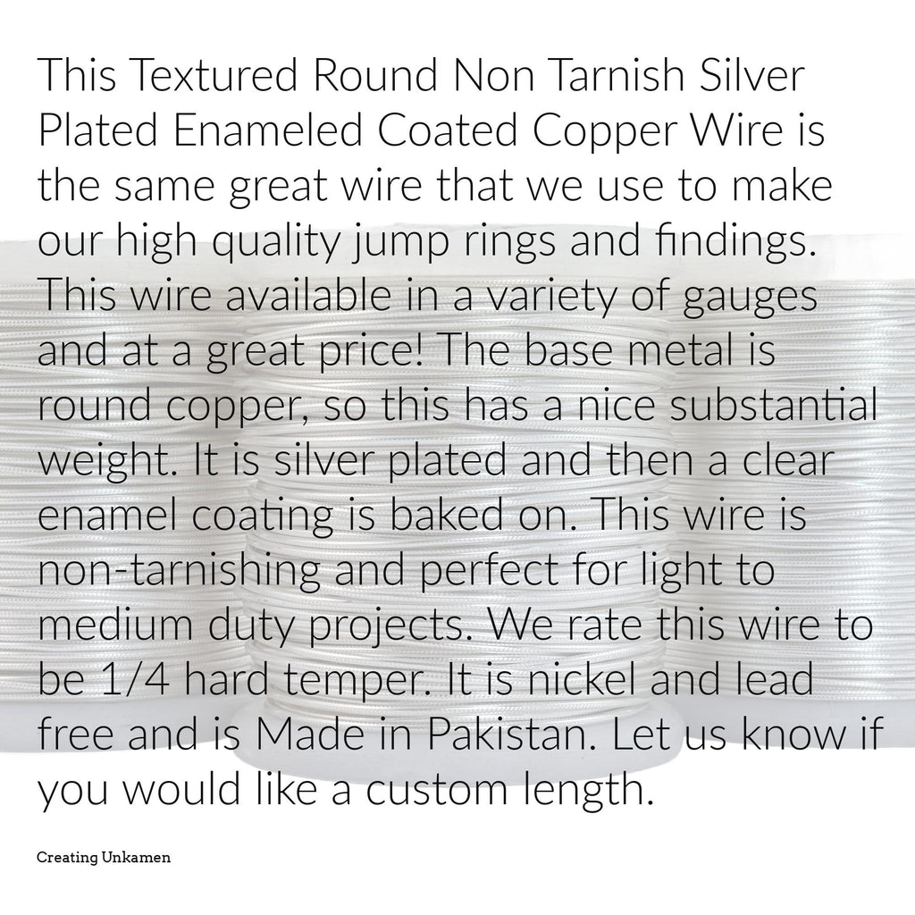 Wire Textured Round Non Tarnish Silver Plated in 14, 16, 18, 20, 22, 24 gauge