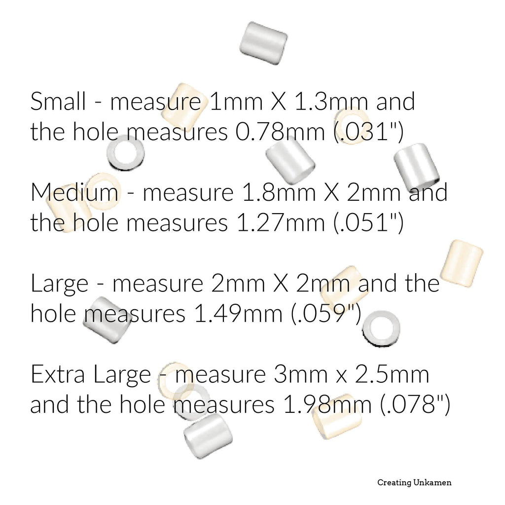 100 Crimp Tubes - Silver Plated or Gold Plated Brass in 4 Sizes - Best Commercially Made - 100% Guarantee