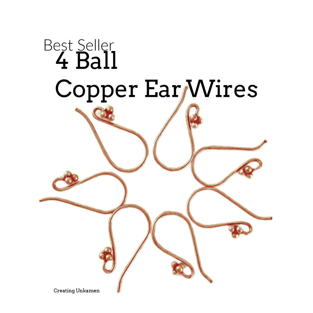 Copper Ear Wires - 4 Ball Accent