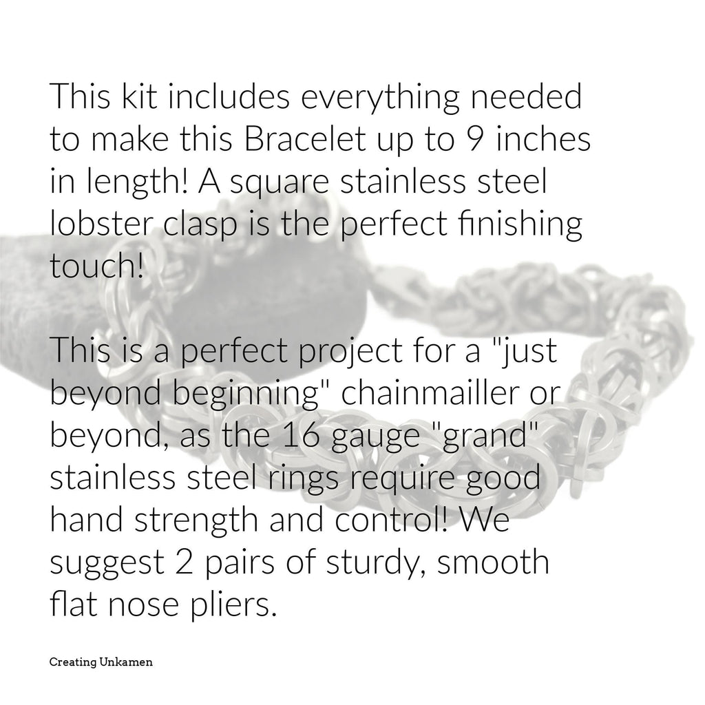 Kit Grand Square Stainless Steel Byzantine Bracelet Kit Beginners Chainmaille Jewelry Creating