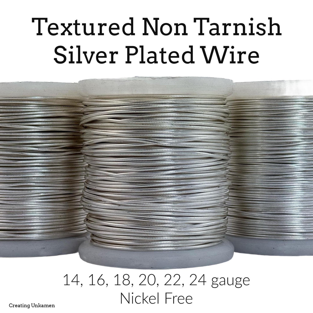 Wire Textured Round Non Tarnish Silver Plated in 14, 16, 18, 20, 22, 24 gauge