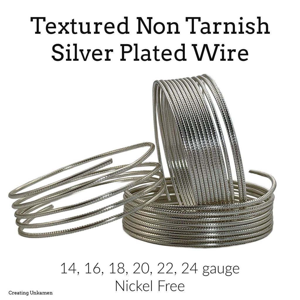 Wire Textured Round Non Tarnish Silver Plated in 14, 16, 18, 20, 22, 24 gauge
