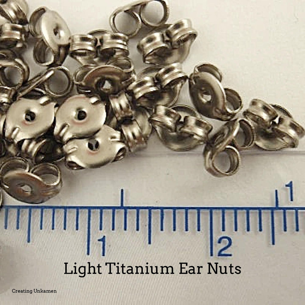 10 Pairs Titanium Ear Nuts, Backs, Clutches, ThiNgS - Small or Medium, Natural Silver or Anodized