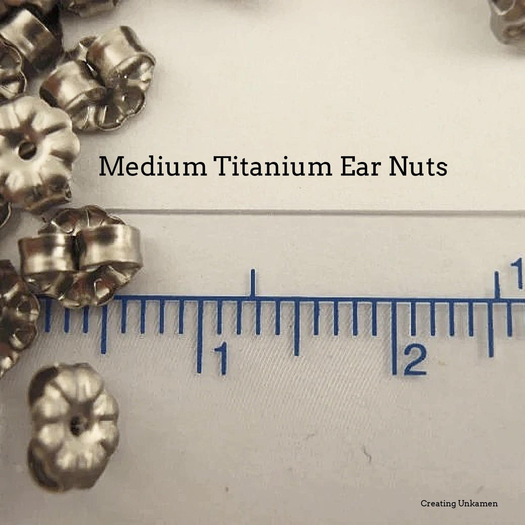 10 Pairs Titanium Ear Nuts, Backs, Clutches, ThiNgS - Small or Medium, Natural Silver or Anodized
