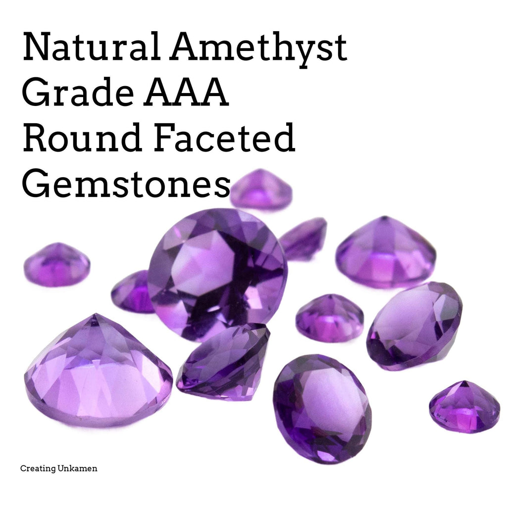 Amethyst Grade AAA Natural Loose Round Faceted Stones in 1.5mm, 2mm, 2.5mm, 3mm, 4mm, 5mm, 6mm, 8mm, 10mm