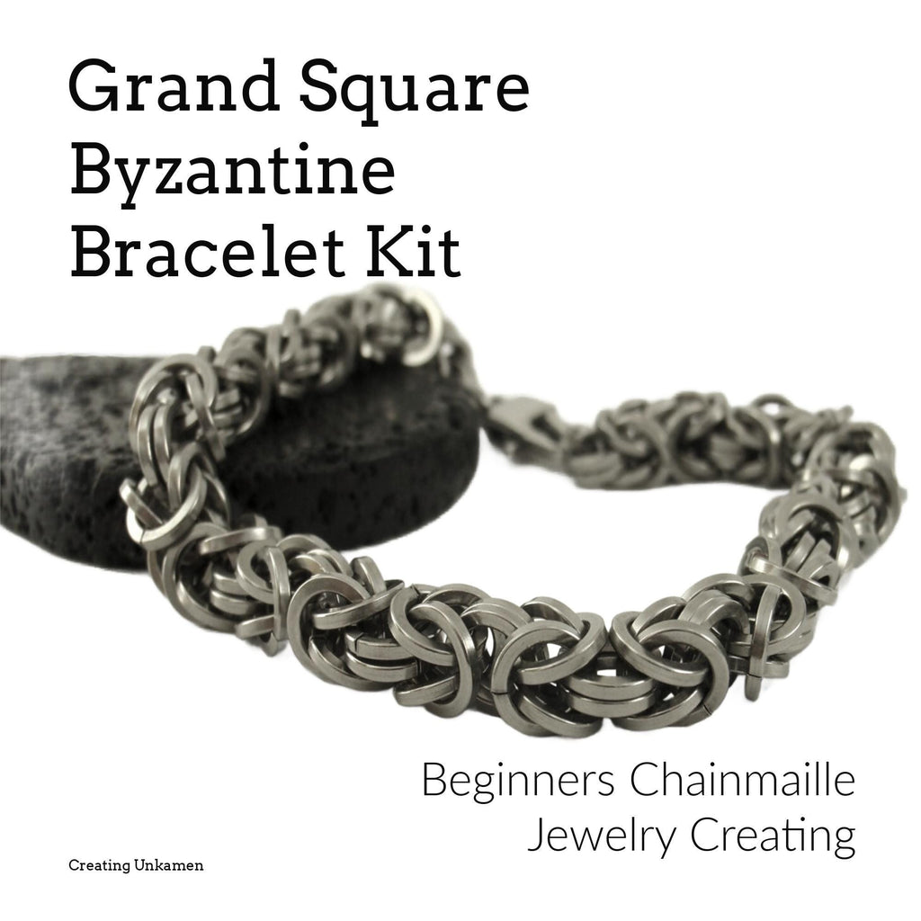 Kit Grand Square Stainless Steel Byzantine Bracelet Kit Beginners Chainmaille Jewelry Creating