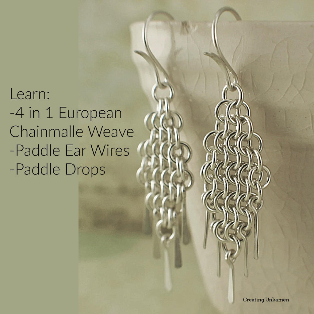 Sterling Silver Chainmaille Earring Kit - European 4 in 1 Diamonds and Fringe