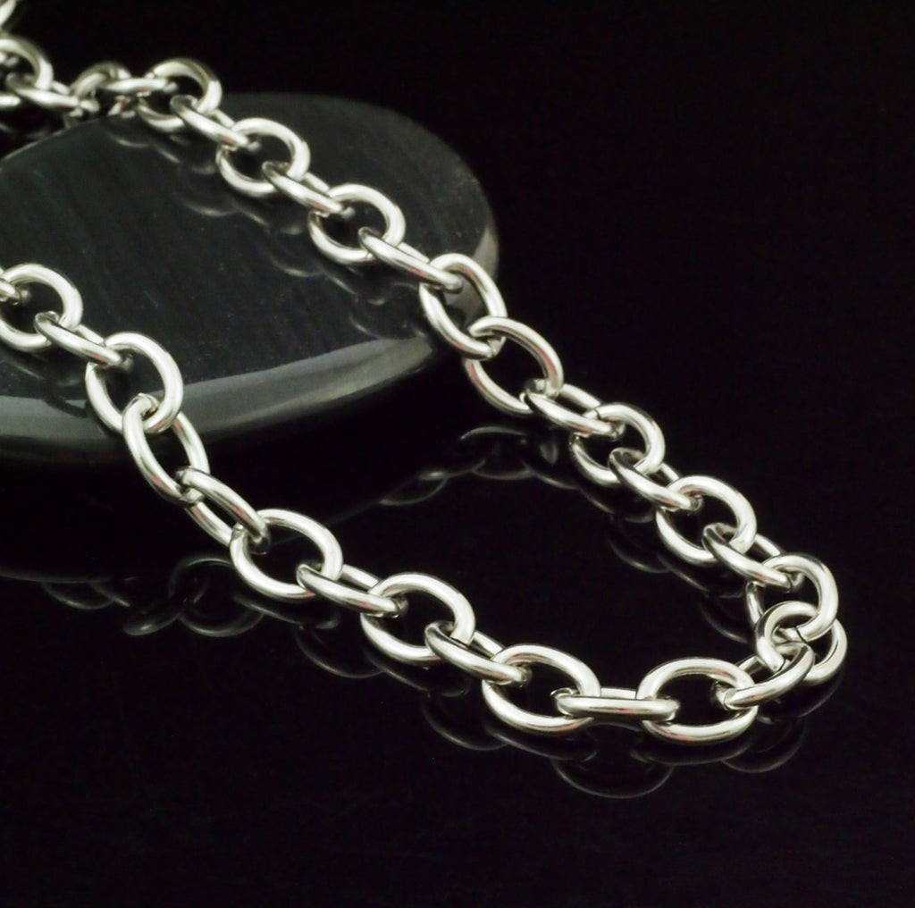 Any Length Stainless Steel 7mm Chain - 316L - Top Shelf - By the Foot or Finished - Large Oval Cable - Made in the USA
