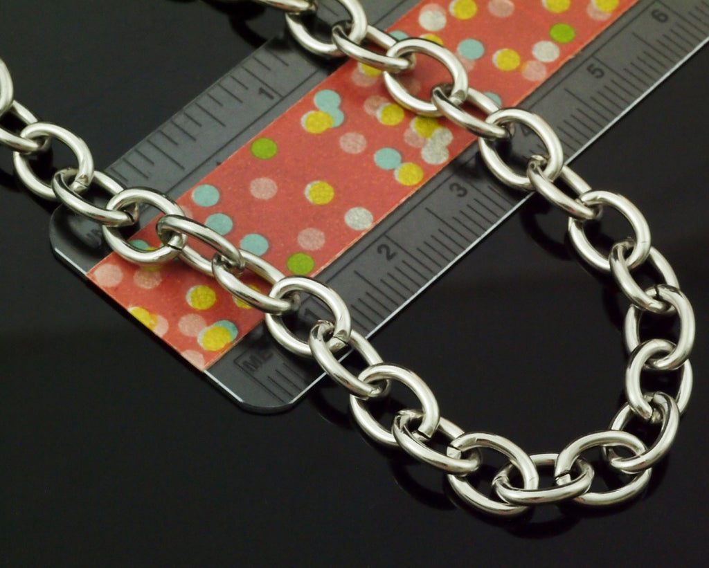 Any Length Stainless Steel 7mm Chain - 316L - Top Shelf - By the Foot or Finished - Large Oval Cable - Made in the USA