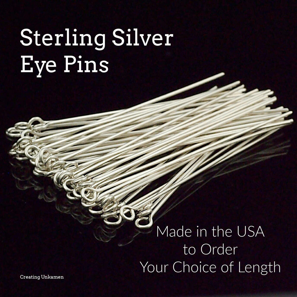 5 Handmade Argentium Sterling Silver, 14kt Gold Filled Eye Pins YOU Pick Gauge and Length