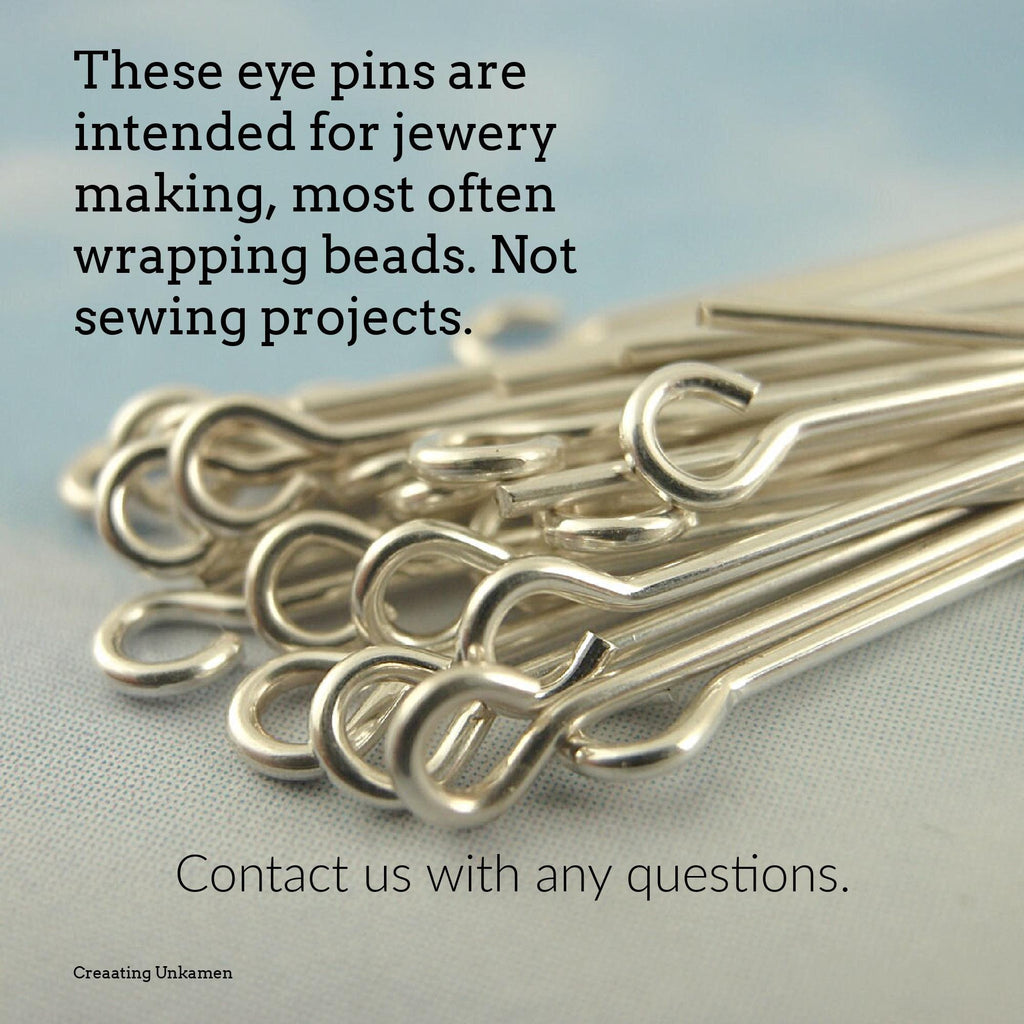 5 Handmade Argentium Sterling Silver, 14kt Gold Filled Eye Pins YOU Pick Gauge and Length