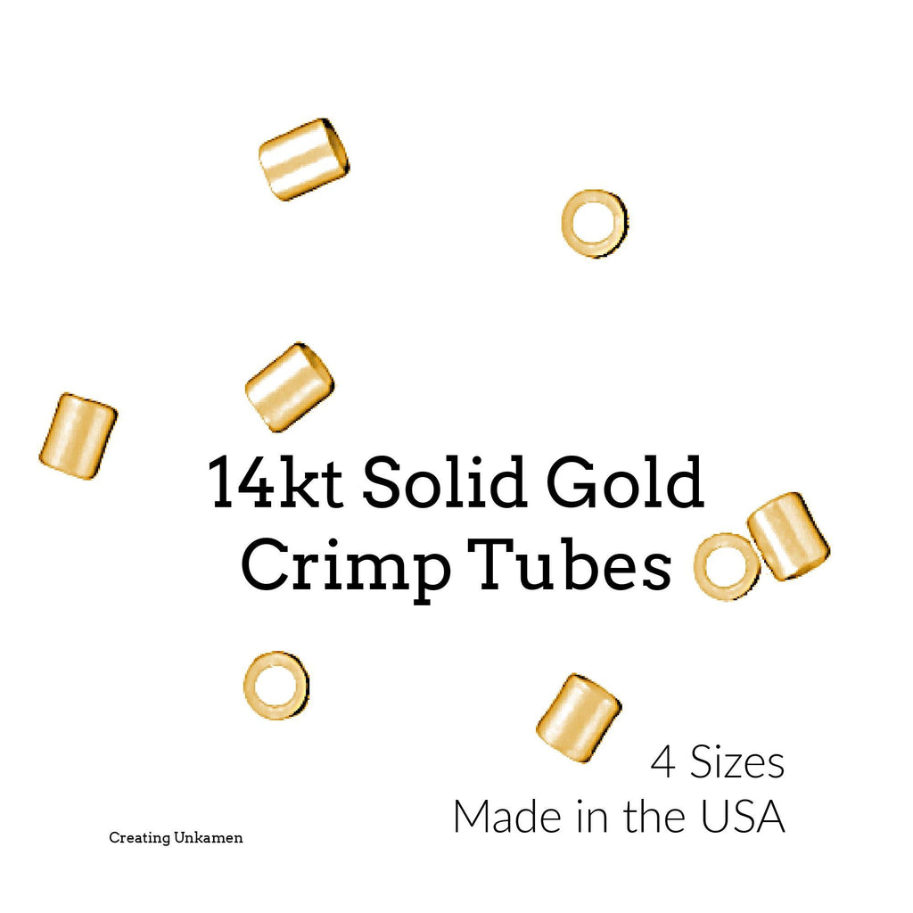Crimp Tubes 2 - 14kt Solid Gold Made in the USA