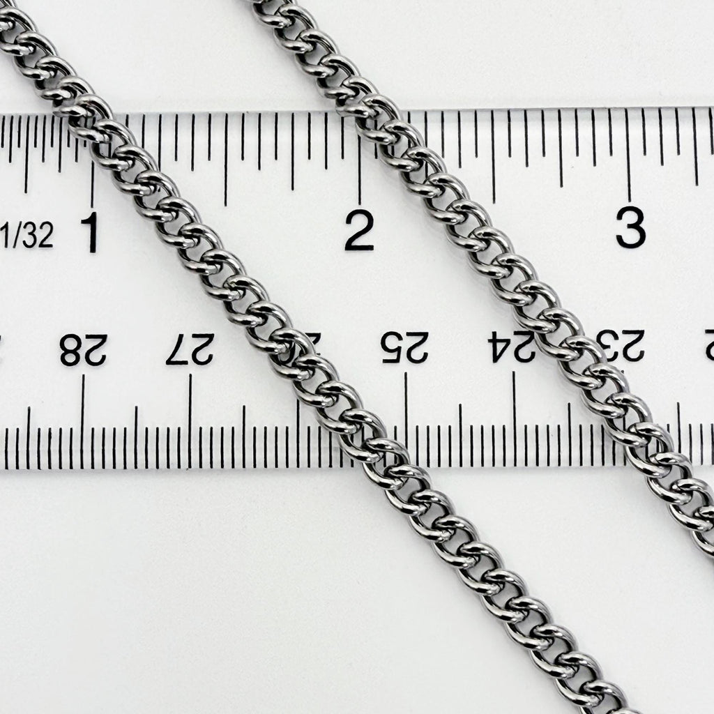 Solid Titanium Curb Chain 4.4mm - By the Foot or Finished Necklace in Any Length