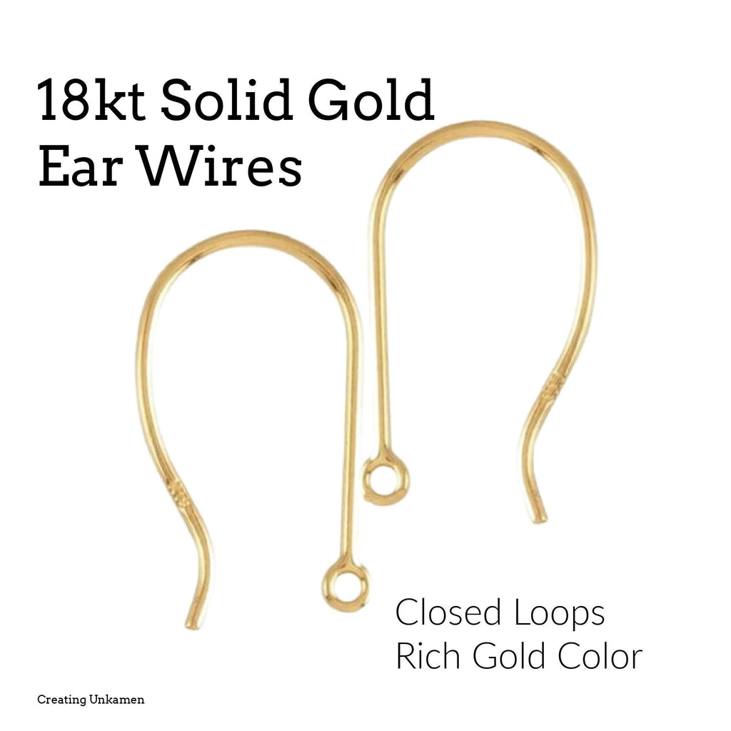 1 Pair 18kt Solid Gold Ear Wires with Closed Loop