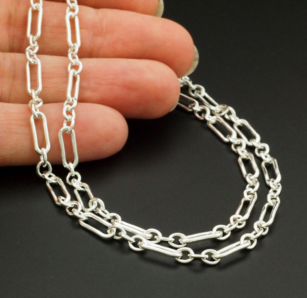 Sterling Silver Long Short Chain - 4.2mm - By the Foot or Any Finished Custom Length Necklace - Made in the USA