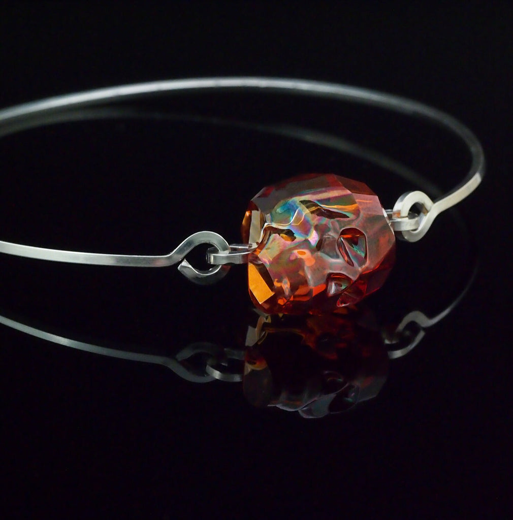 Sterling Silver Skull Bangle Kit with Statement Crystal