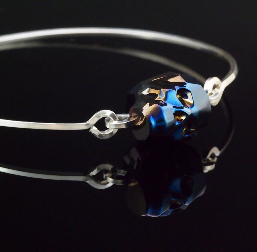 Sterling Silver Skull Bangle Kit with Statement Crystal