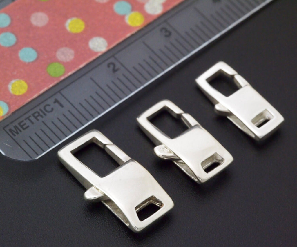 1 Sterling Silver Square Lobster Clasp - Small, Medium or Large - Shiny, Antique or Black - Made in the USA - 100% Guarantee