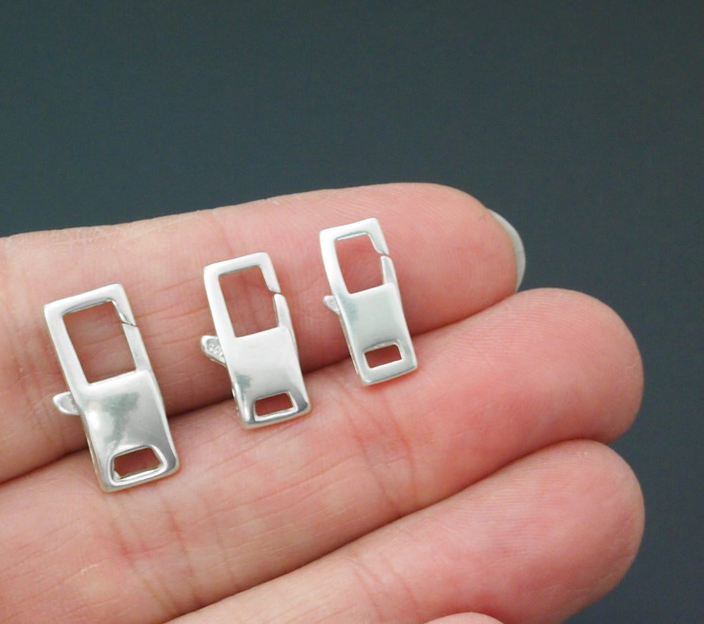 1 Sterling Silver Square Lobster Clasp - Small, Medium or Large - Shiny, Antique or Black - Made in the USA - 100% Guarantee