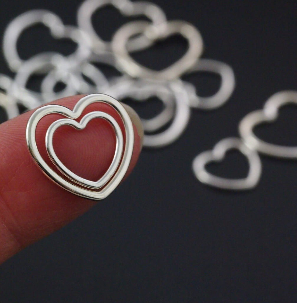Sterling Silver Heart Components - Medium or Large - 100% Guarantee in Shiny, Antique or Black