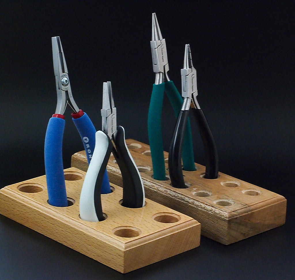 Best Tool Holder - You Pick 3, 4, 6 or 8 Tools - Wooden Blocks for Your Workbench - Free Sample Pack of Jump Rings Included