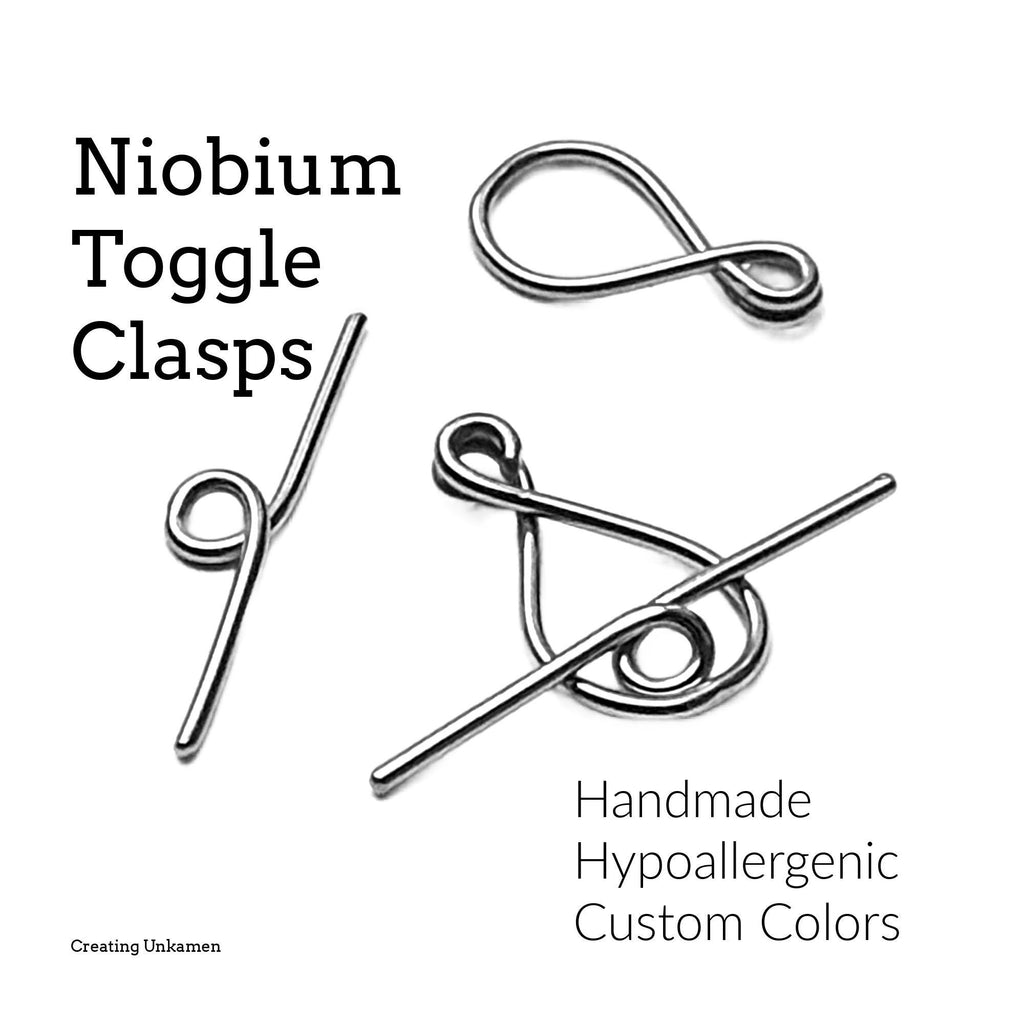 1 Handmade Niobium Toggle Clasp - Natural Silver, Peacock Rainbow or Custom Anodized for You - Hypoallergenic