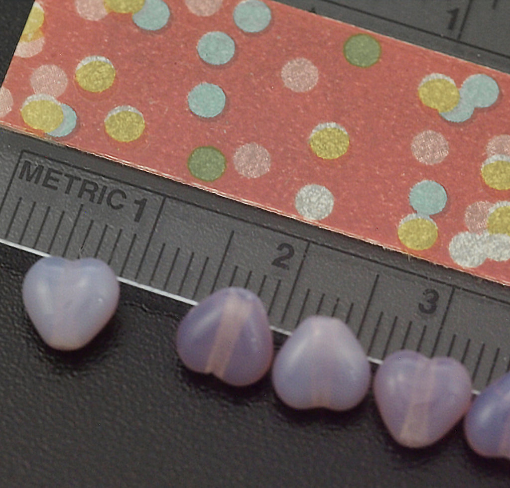 15 - 6mm Milky Amethyst Czech Heart Beads - 100% Guarantee