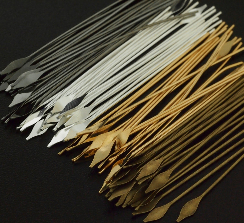 22 gauge Paddle Head Pins 2 inches - Spear Style in Silver Plate, Gold Plate, Gunmetal, Antique Gold - Best Commercially Made