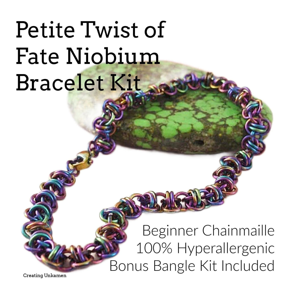 Petite Twist of Fate Bracelet KIT - Hypoallergenic Niobium - Many Color Choices Plus BONUS Bangle