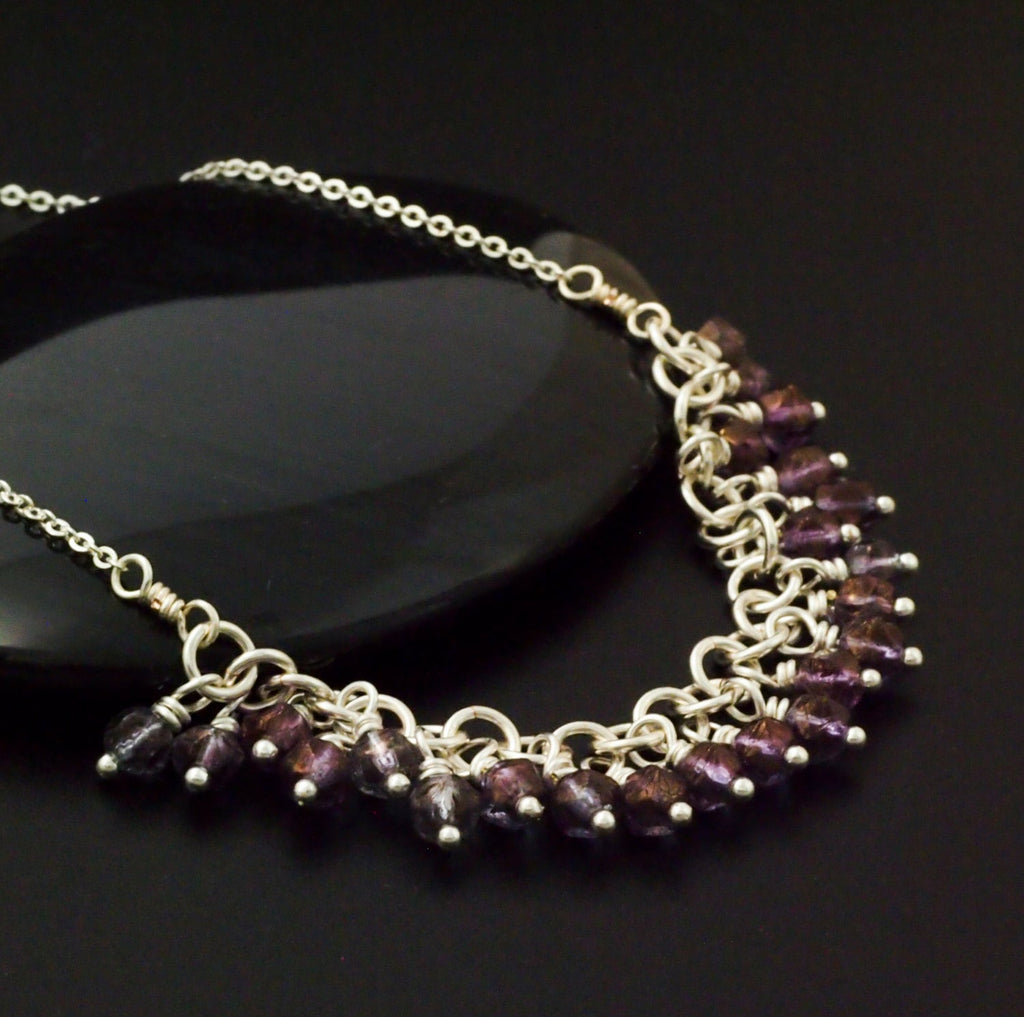 Jewelry Kit of the Month - A Little Fringe Necklace with Czech Luster English Cut Round Beads - September 2024