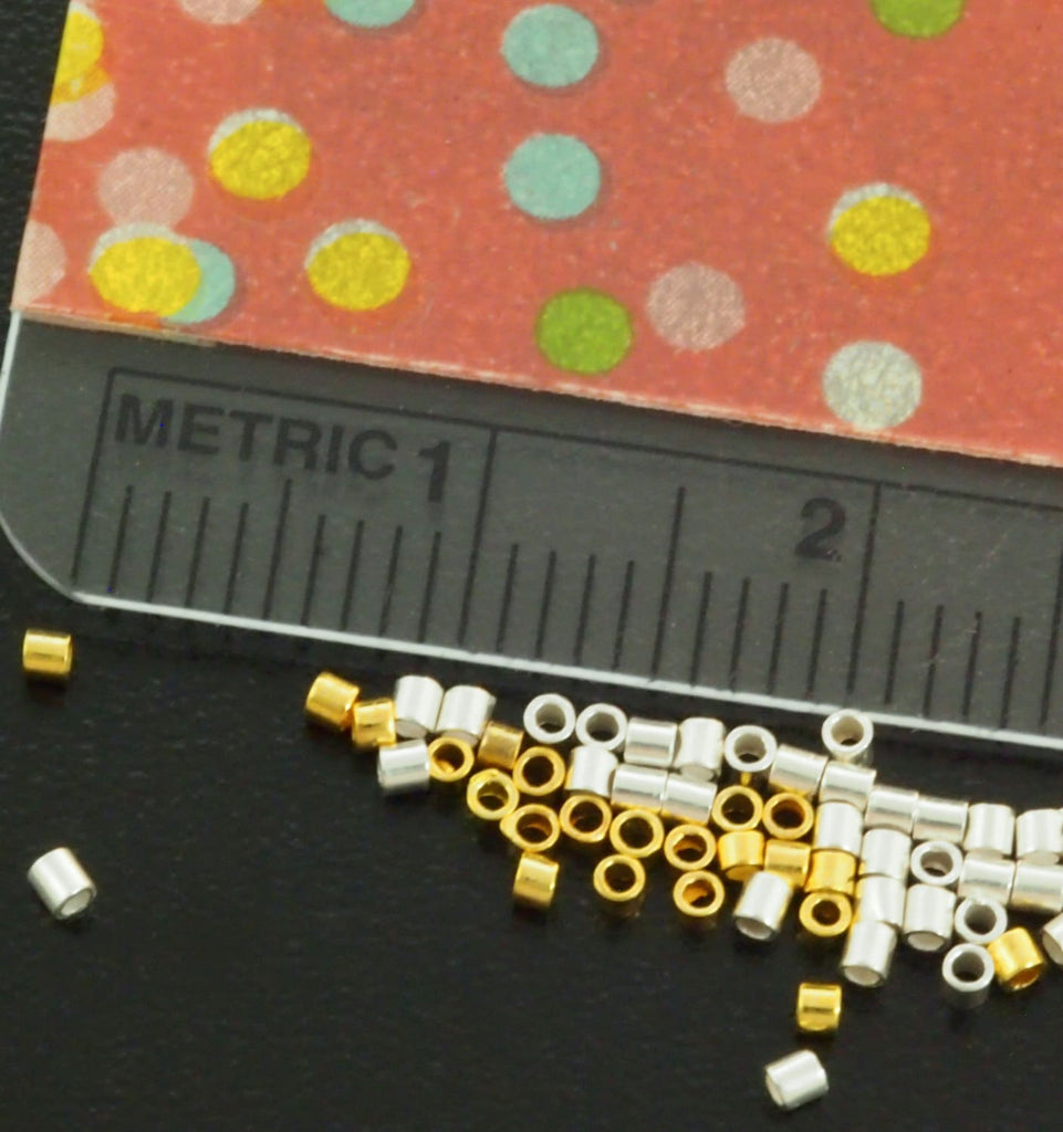100 Crimp Tubes - Silver Plated or Gold Plated Brass in 4 Sizes - Best Commercially Made - 100% Guarantee