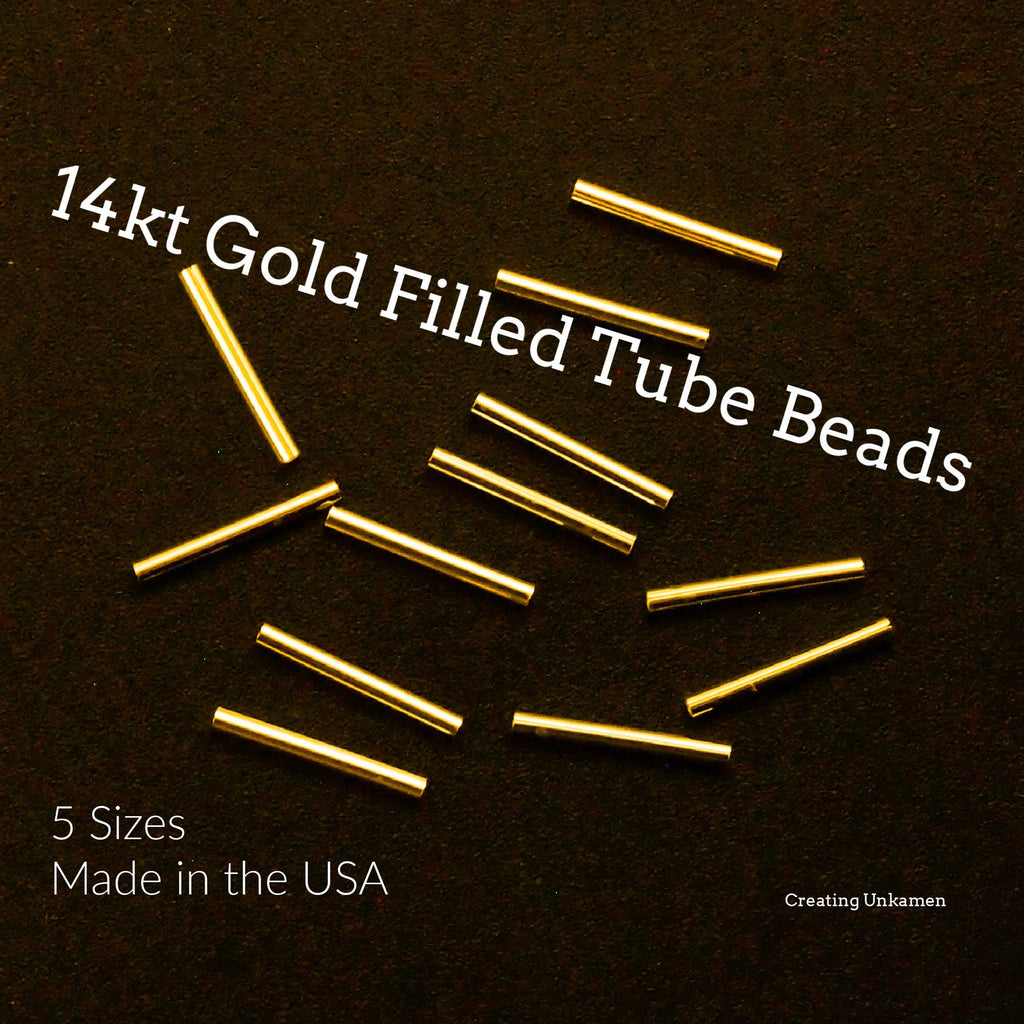 14kt Gold Filled Tube Beads in 2mm, 4mm, 5mm, 6mm, 12mm - Made in the USA