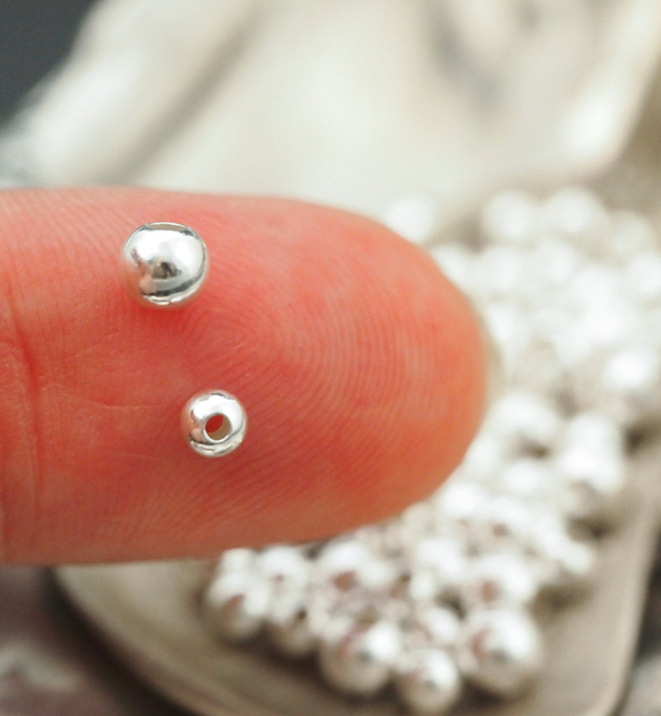 Argentium Sterling Silver Smooth Round Beads - You Pick Size 2mm, 3mm, 3.5mm, 4mm - Tarnish Resistant Shine
