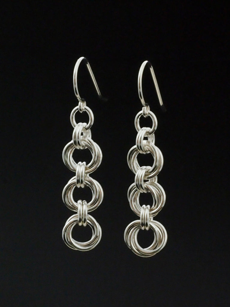 Kit Sterling Silver Earrings - Linked Loops II - Eyecatching Beginner Chainmaille Jewelry Creating