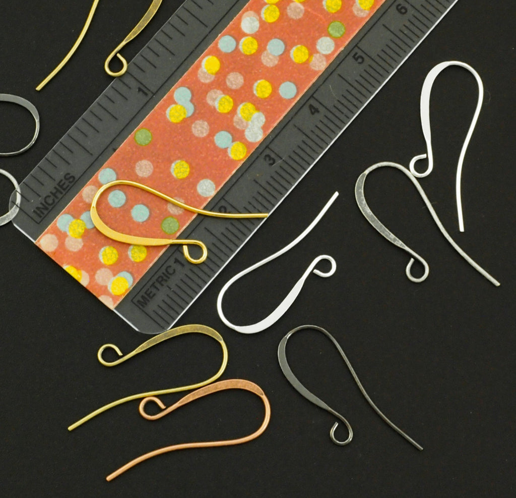 18 Pairs Slope Ear Wires - Gold, Silver, Rose Gold, Antique Silver, Antique Gold, Copper, Antique Copper, Gunmetal, Bright Silver