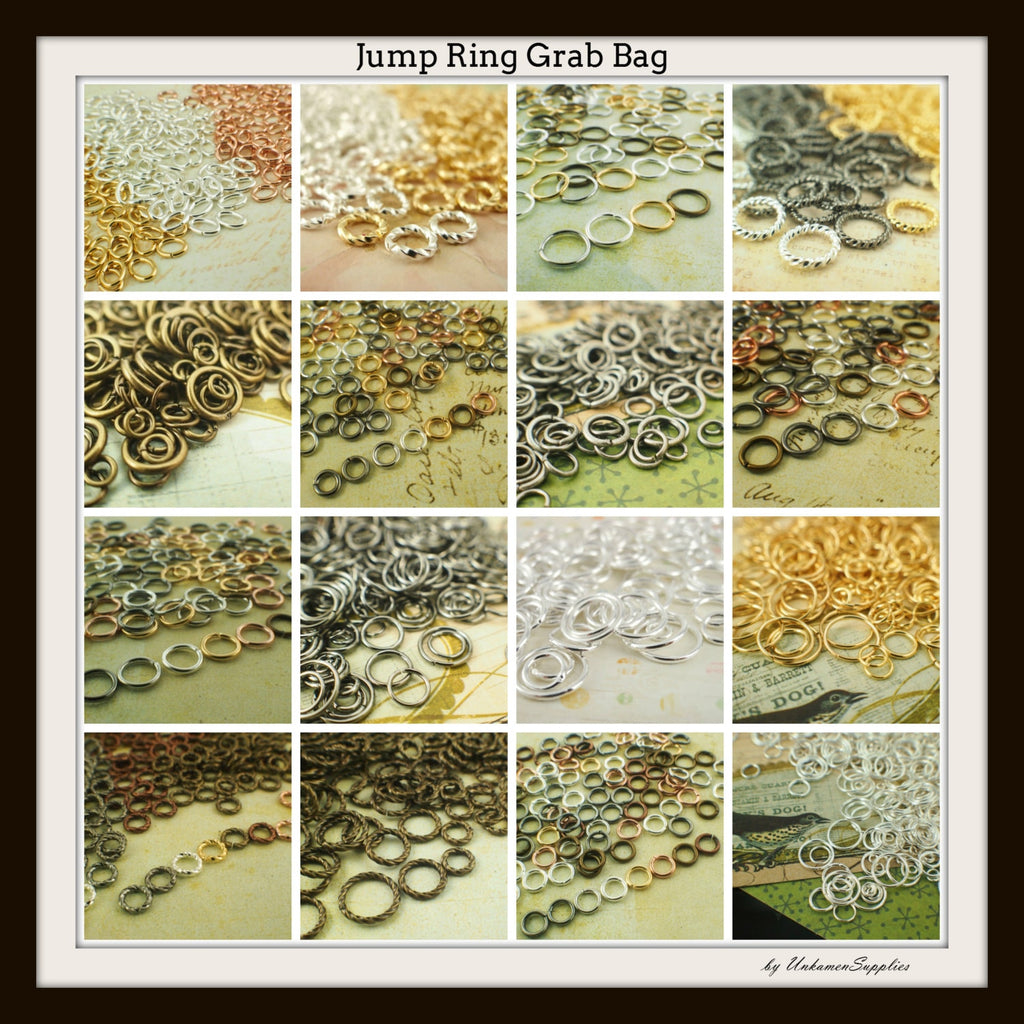 Jump Ring Grab Bag - Best Commercially Made - Silver Plate, Gold Plate, Gunmetal, Bright Silver, Antique Gold, Antique Copper +