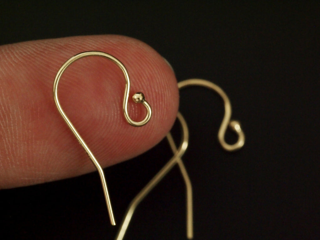 2 Pairs 14kt Yellow or Rose Gold Filled Ball Ear Wires in 21 gauge