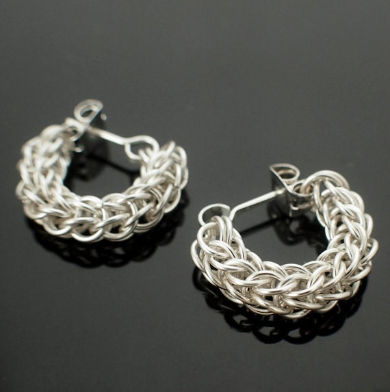 Kit Swag Full Persian Earrings in Sterling Silver, 14kt Gold Filled, Niobium - Intermediate Chainmaille Creating