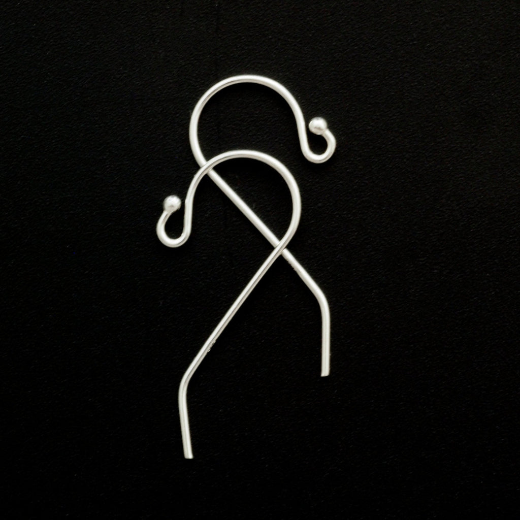 Ear Wires 3 Pairs Sterling Silver, Antique Sterling Silver or Black Sterling Silver - Simple Style With 1.5mm Ball