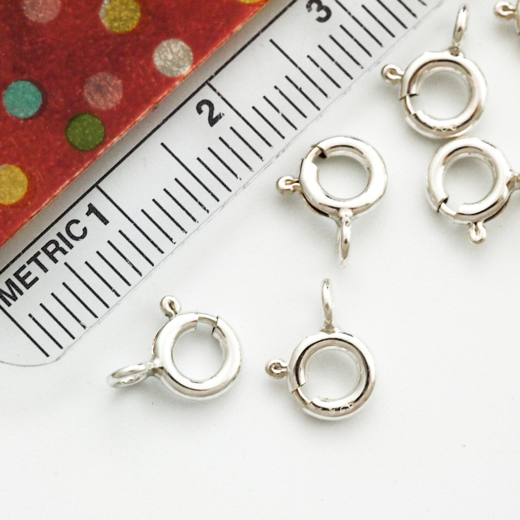 5 - Sterling Silver Spring Clasps - 5mm, 5.5mm, 6mm, 7mm or 8mm - Bright, Antique or Black Custom Finish - Made in the USA