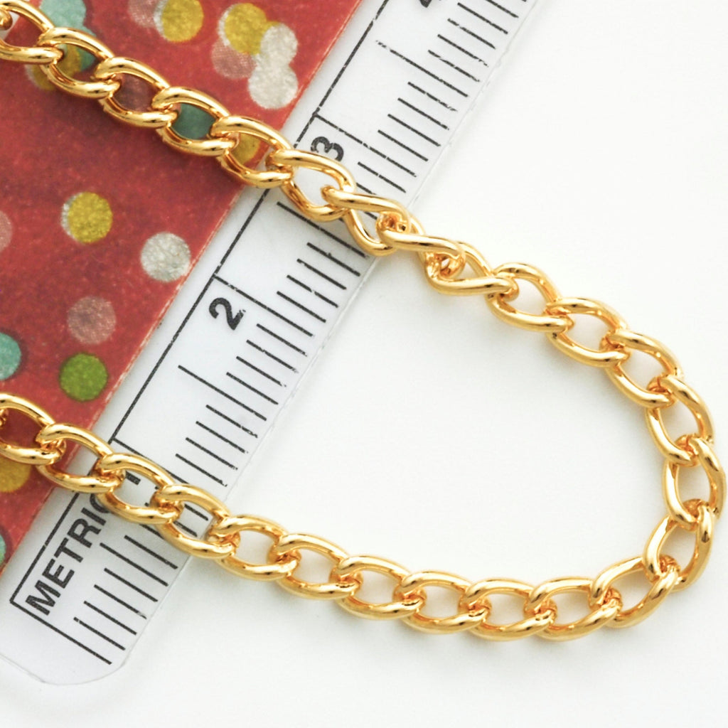 3.4mm Gold Plated Curb Chain - By The Foot or Finished - Made in the USA