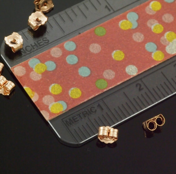 1 Pair 14kt Gold Filled Ball Ear Posts with Loops and Ear Backs - Yellow or Rose in 2mm, 3mm, 4mm, 5mm, 6mm 100% Guarantee