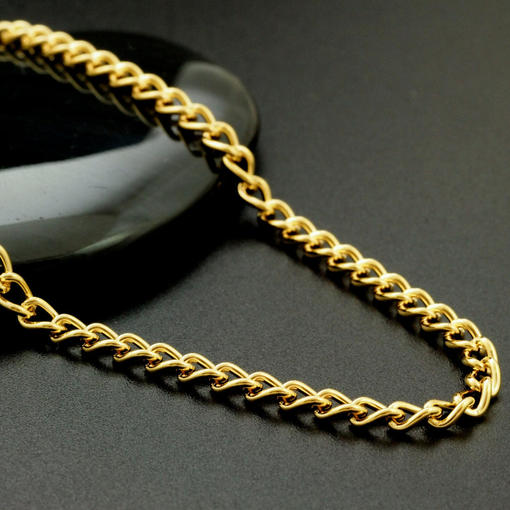 3.4mm Gold Plated Curb Chain - By The Foot or Finished - Made in the USA